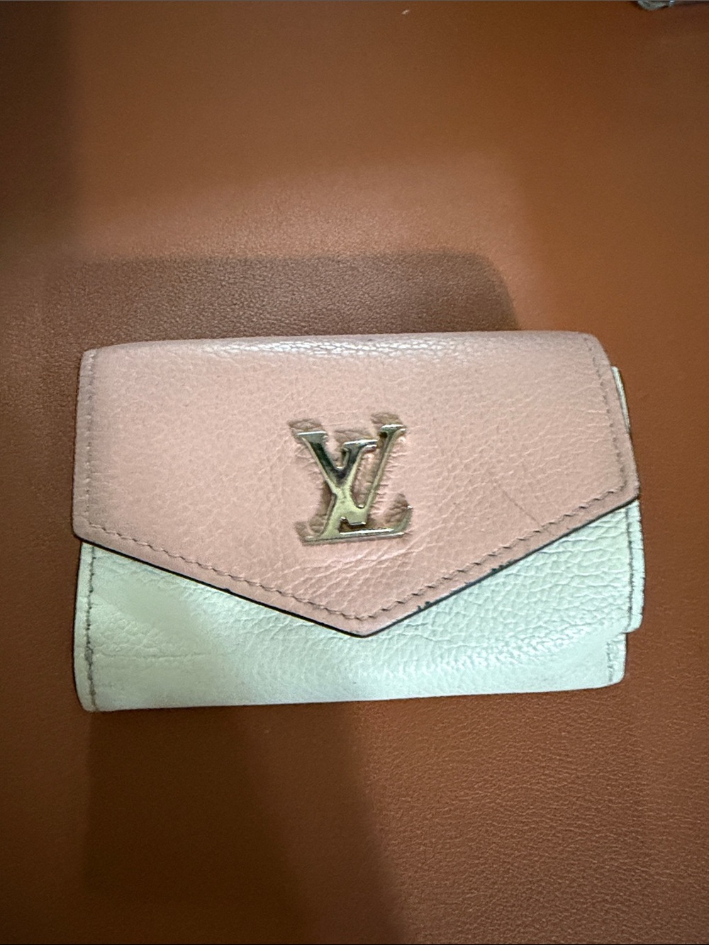 Louis Vuitton Pink and Cream Leather Envelope Compact Wallet mini (final sale)